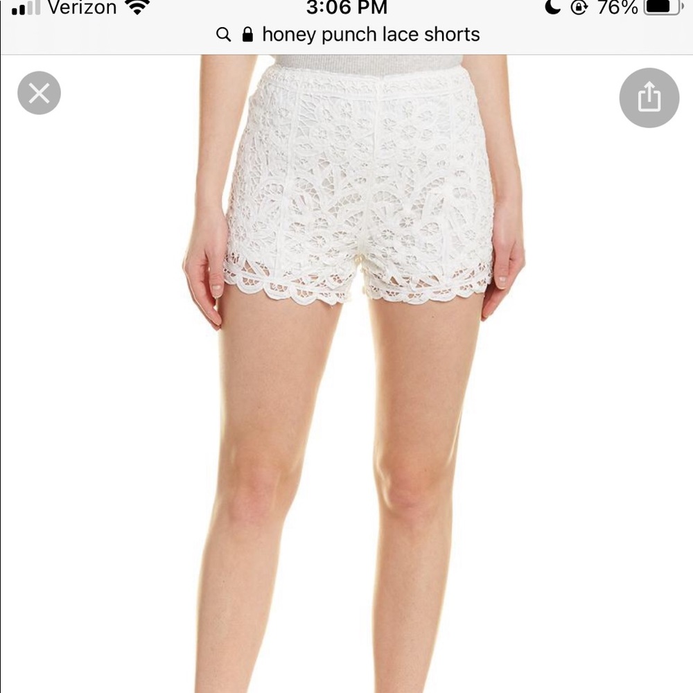 Honey Punch White Lace Shorts